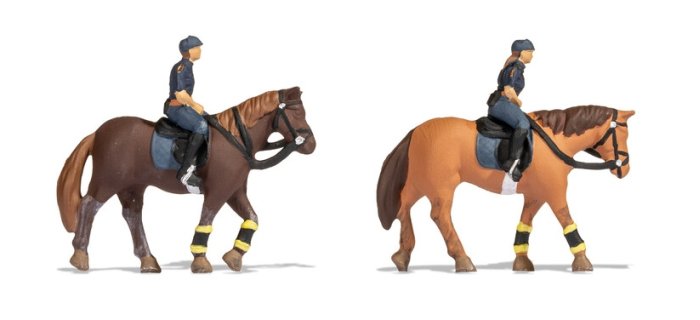 Noch – Lot De 2 Policiers à Cheval – Échelle HO (1:87) – Figurines En Plastique Peintes à La Main – Modélisme Ferroviaire