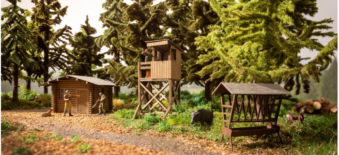 NOCH – Kit De Décoration Découpé Au Laser H0 – Dans La Forêt – Animaux Et Arbres – Pour Modélisme Ferroviaire