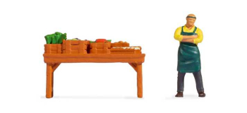 NO 16500 - Tiny-Scenes « Stand de légumes » : maraîcher avec table de marché - Noch