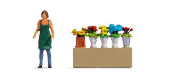 NO 16502 - Tiny-Scenes « Stand de fleurs » : Fleuriste avec fleurs coupées - Noch