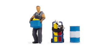 NO 16516 - Tiny-Scenes « Au travail » : Soudeur avec son équipement et tonneau - Noch