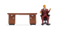 NO 16518 - Tiny-Scenes « Au bureau » :  Employé dans son fauteuil et bureau marron - Noch
