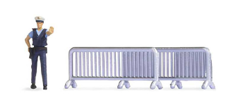 NO 16519 - Tiny-Scenes « Intervention de la police » : Policier et 4 barrières - Noch