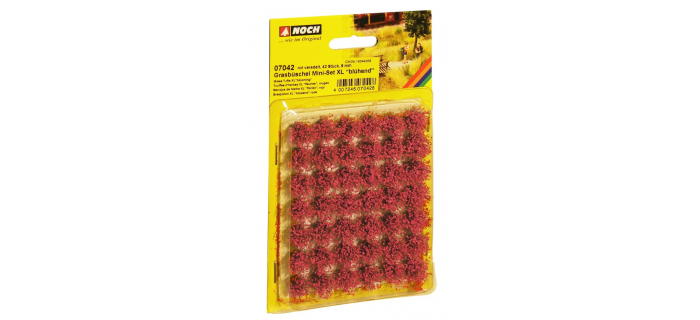 Modélisme ferroviaire : NOCH NO 07042 - Touffes d'herbes Mini-Set XL fleuries, rouges floquées