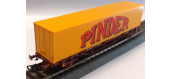 DEP-P96973-1 - Wagon plat 2 essieux SNCF avec container PINDER - Piko