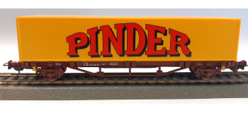 DEP-P96973-1 - Wagon plat 2 essieux SNCF avec container PINDER - Piko