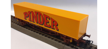 DEP-P96973-1 - Wagon plat 2 essieux SNCF avec container PINDER - Piko