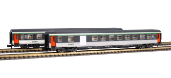 P94504 - Set de 2 Voitures Corail Vu, SNCF (2ème Classe + fourgon) - Piko
