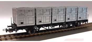 P54427 - Wagon plat avec conteneurs, DR - Piko