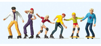 PR10074 - Personnages en rollers, patins à roulettes et skateboard - Preiser