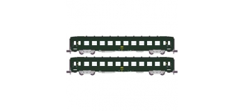 Modélisme ferroviaire : REE NW-062 - Coffret de 2 voitures DEV AO Courtes Ep.IV Vert Logo jaune encadré 