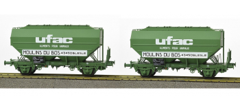 WB-630 - Set de 2 wagons céréaliers UFAC Moulins du Bos, vert - REE Modeles