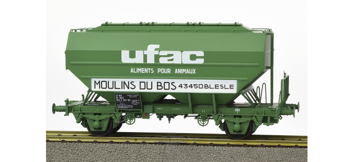 WB-630 - Set de 2 wagons céréaliers UFAC Moulins du Bos, vert - REE Modeles