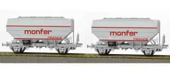WB-632 - Set de 2 wagons céréaliers MONFER FRANCE, Gris - REE Modeles