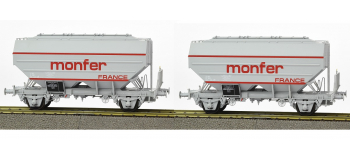 WB-632 - Set de 2 wagons céréaliers MONFER FRANCE, Gris - REE Modeles