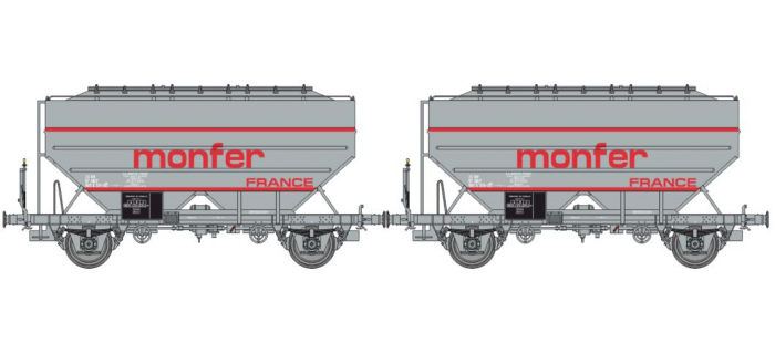 WB-632 - Set de 2 wagons céréaliers MONFER FRANCE, Gris - REE Modeles