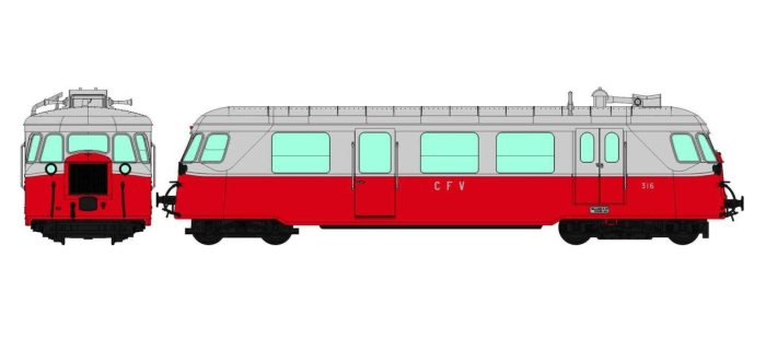 VM-004 - Autorail BILLARD des CFV n°316, Rouge/Gris - REE Modeles