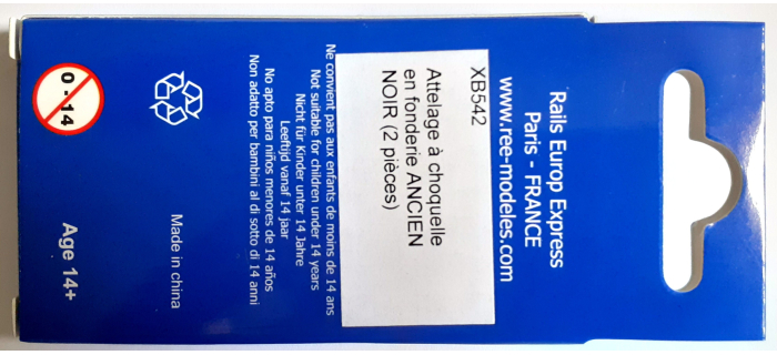 XB-542 - Attelage à choquelle en fonderie, Ancien - Noir (x2) - REE Modeles