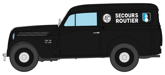 CB-201 - Voiture Renault JUVAQUATRE Fourgon tôlé noir SECOURS ROUTIER - REE Modeles