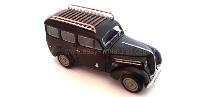 CB-202 - Voiture Renault JUVAQUATRE Break vitré noir GENDARMERIE + galerie - REE Modeles
