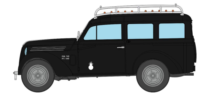 CB-202 - Voiture Renault JUVAQUATRE Break vitré noir GENDARMERIE + galerie - REE Modeles