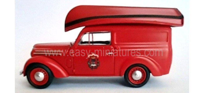 CB-203 - Voiture Renault JUVAQUATRE Fourgon tôlé POMPIER + Barque - REE Modeles