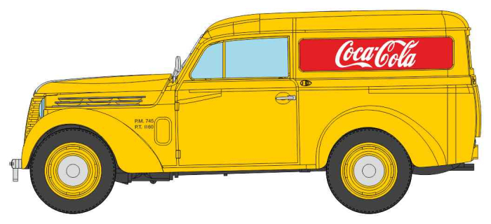 CB-206 - Voiture Renault JUVAQUATRE Fourgon tôlé Jaune COCA-COLA - REE Modeles