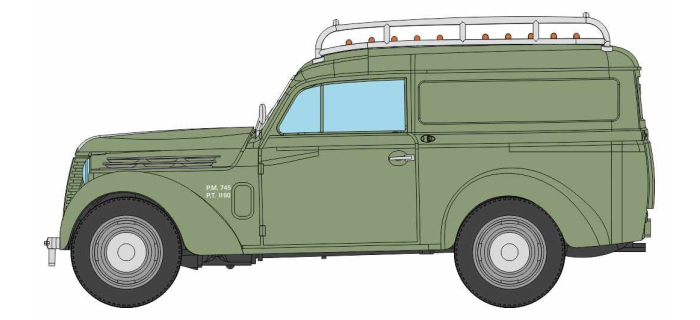 CB-209 - Voiture Renault JUVAQUATRE Fourgon tôlé, Vert + galerie - REE Modeles