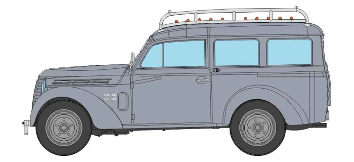 CB-211 - Voiture Renault JUVAQUATRE Familiale vitrée, Gris + galerie - REE Modeles