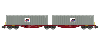 NW-291 - Wagon Sggmrss 80 TOUAX + 2 Containers 40'  MARFRET - REE Modeles