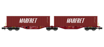 NW-292 - Wagon Sggmrss 80 TOUAX + 2 Containers 40'  MARFRET - REE Modeles