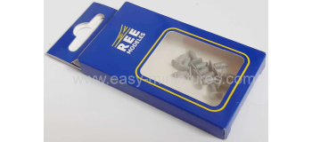 XB-303-12 - Set 12 tampons avec ressort, wagon moderne, grand plateau gris - REE Modeles