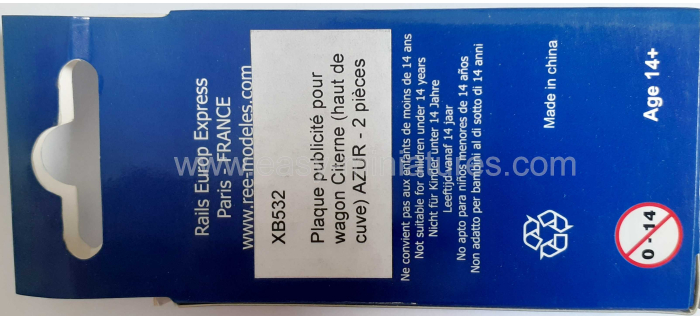 XB-532 - Plaque Publicité AZUR pour wagon citerne (x2) - REE Modeles