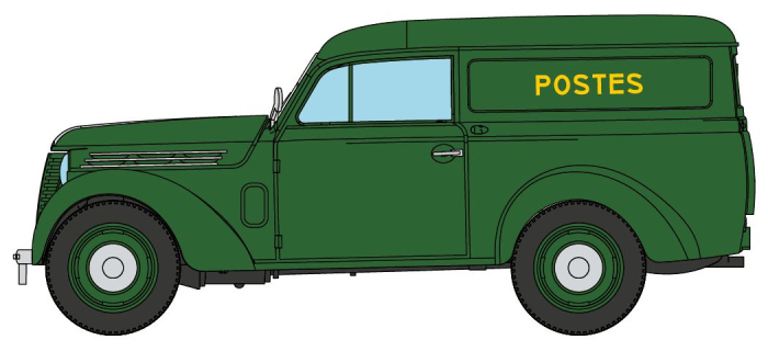 CB-168 - Voiture Renault JUVAQUATRE Fourgon tôlé LA POSTE Vert - REE Modeles