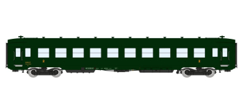 VB-390 - Voiture voyageur DEV AO Courte, B10 U52 vert 306, SNCF - REE Modeles