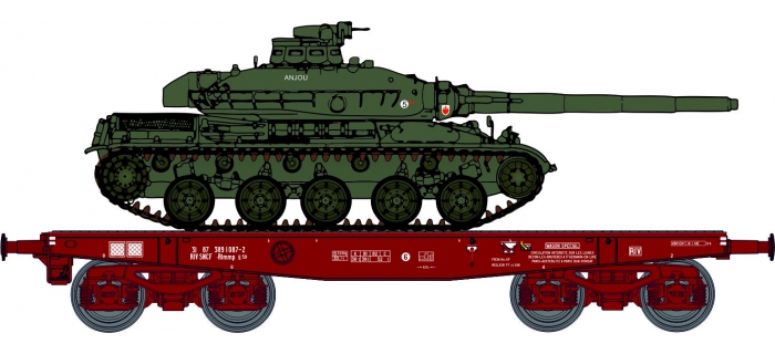 Ree Modeles WBA037 - Wagon Porte-char Rlmmp SNCF + Char AMX 30B 'La Marne' - HO