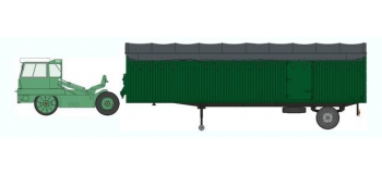Train électrique : REE CB-023 - Tracteur KANGOUROU Vert toit blanc + Remorque Verte bâche simple essieu Ep.III-IV 