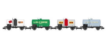 Modélisme ferroviaire : REE NW-046 : Set de 4 wagons Citernes Soudée OCEM 29 Ep.IV