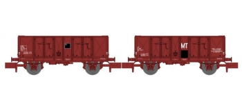 Modélisme ferroviaire : REE NW-051 : Set de 2 wagons Tombereau OCEM 29 Ep.IV rouge UIC