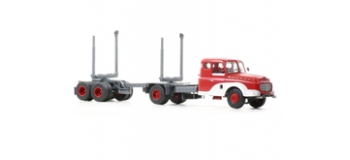 Train électrique  :REE CB-068 - Véhicule Camion WILLEME porte-grumes rouge et blanc