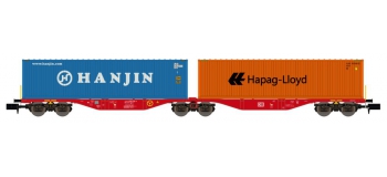Modélisme ferroviaire : REE NW-095 - Wagon Port-Container double Ep.V-VI 