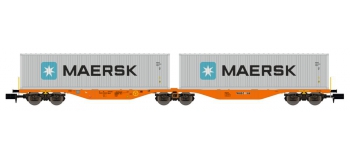 Modélisme ferroviaire : REE NW-097 - Wagon Port-Container double Ep.V-VI