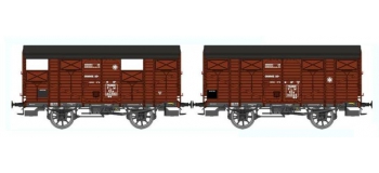 Train électrique : REE WB-299 - Set de 2 Wagons COUVERT 20T PLM Ep.II - PLM 