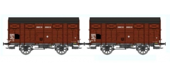 Train électrique : REE WB-301 - Set de 2 Wagons COUVERT 20T PLM Ep.III A