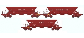 Train électrique :REE WB-310 - Coffret de 3 WAGONS TREMIE EX T2/T3 Ep.IV «ARBEL FER / MIDI ARBEL / CRFF »