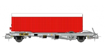 Train électrique : REE WB-336 - Wagon KANGOUROU Ep.III et remorque Rouge tôlé simple essieu