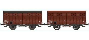 REE WB253 - Réf. WB-253 - Set de 2 Wagons COUVERT OCEM 19 Ep.III B 