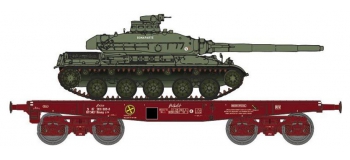 Train électrique :  REE WBA-009 - Wagon Porte-char Rlmmp + Char AMX 30B - 1DB 6ème Dragons 3ème Esc 