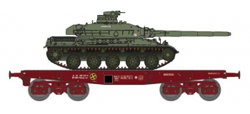 Modélisme ferroviaire : REE WBA-010 - Wagon Porte-char Rlmmp + Char AMX 30B - 1DB 6ème Dragons 3ème Esc 