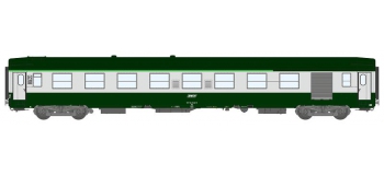 Modélisme ferrovaire : REE VB-124 - Voiture UIC Vert Garrigue / Gris Béton Ep.IV-V. 